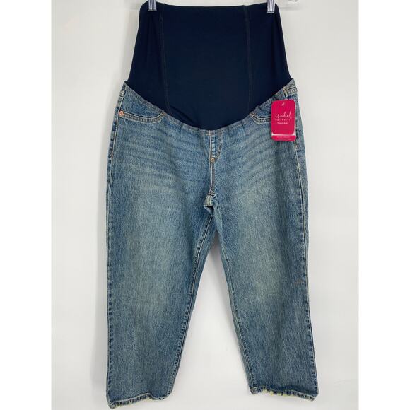 Isabel Maternity Jeans Women’s 8 Vintage Straight Panel Fold Over Classic Wash - Picture 1 of 7